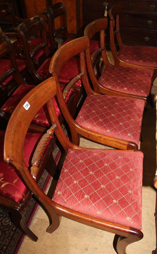 A set of four Regency mahogany dining chairs,